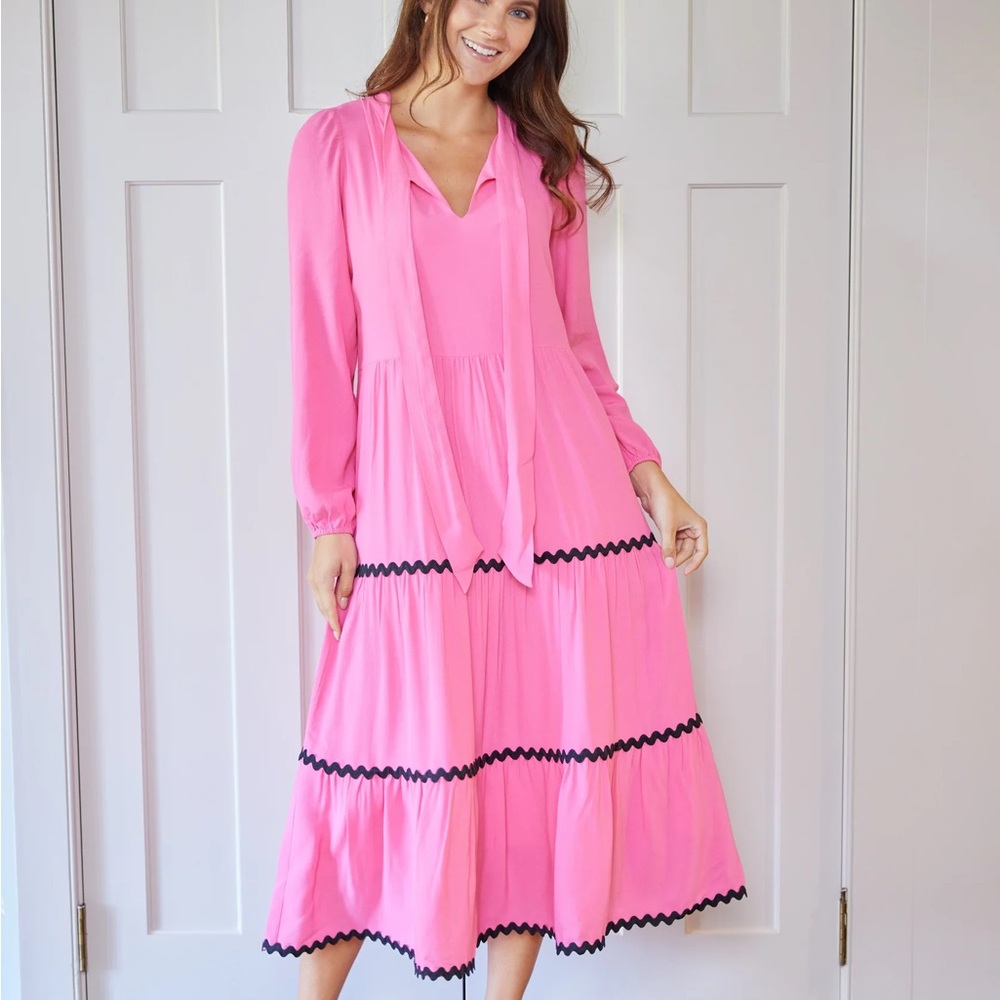NWT Sail To Sable Bow Front Midi Dress with Ric-Rac, Small